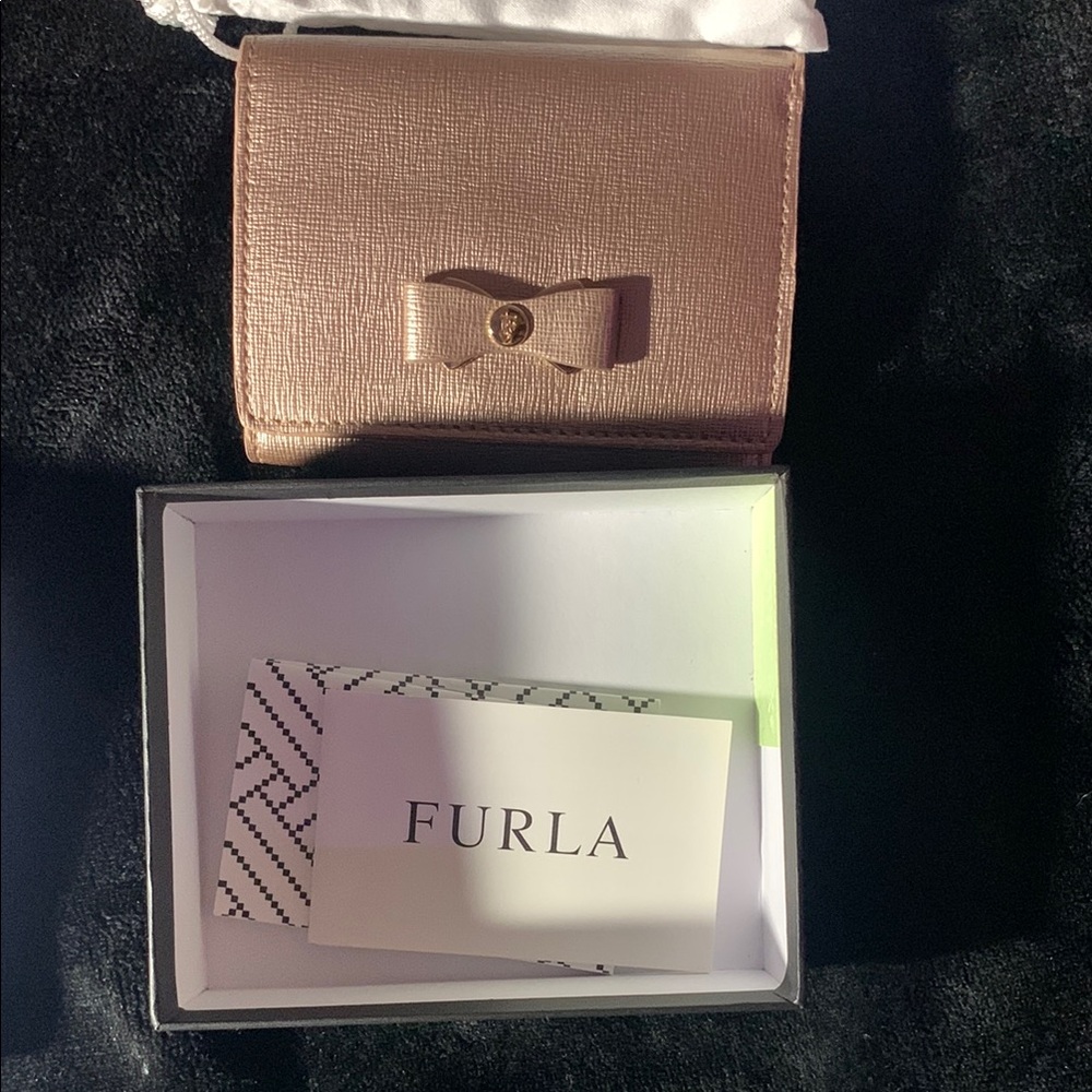 Furla Gold Card Holder with Bow